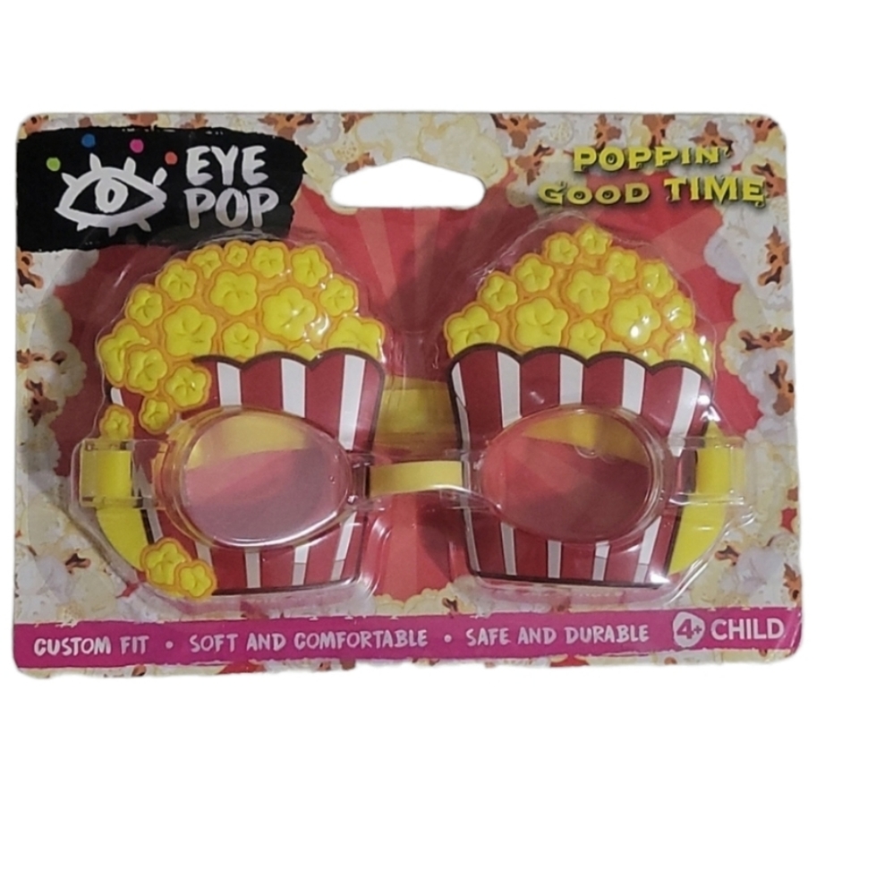 Eye Pop Poppin Good Time Movie Theater Popcorn Swim Goggles NWT